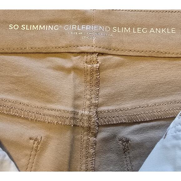 Chicos So Slimming Girlfriend Slim Leg Ankle Jeans Size 4R Light Brown Causal - Picture 3 of 14